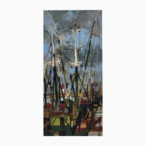 Michel King, Tuna Boats at Guilvinec, 1982, Oil on Canvas-KHH-1791051