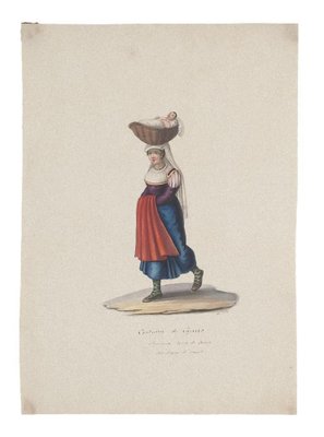 Michela De Vito, Costume of Cajazzo, Gouache, 19th Century-ZCI-1781550