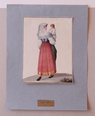 Michela De Vito, Costume of Ischia, Ink and Watercolor, 1830s-ZCI-900746