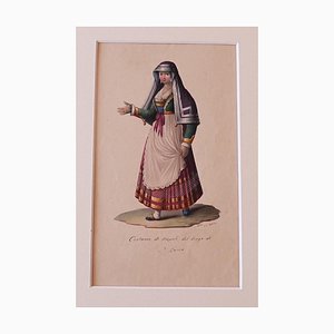 Michela De Vito - Costume of Naples - Original Ink and Watercolor - 1830s-ZCI-899488