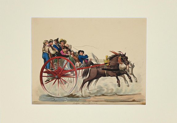 Michela De Vito, Figures on a Chariot, Gouache, 1820-ZCI-1781678