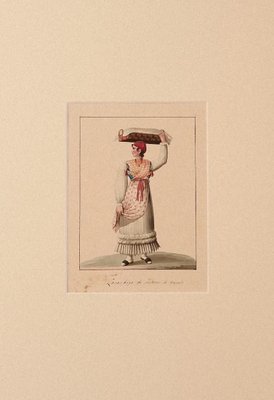 Michela De Vito, Laundress of Naples, 19th-Century, Ink and Watercolor-ZCI-832213