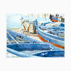 Michele Cascarano, Boats, 2010s, Original Watercolor-ZCI-792536