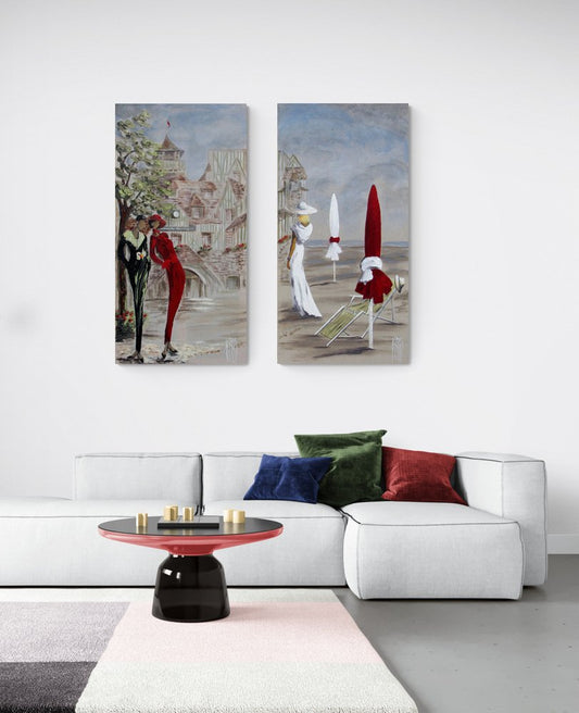 Michèle Kaus, Hotel Normandie Diptych, 2020, Acrylic Paintings, Set of 2