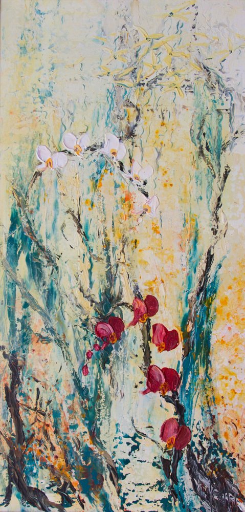 Michèle Kaus, Les orchidées, 2020, Acrylic on Canvas