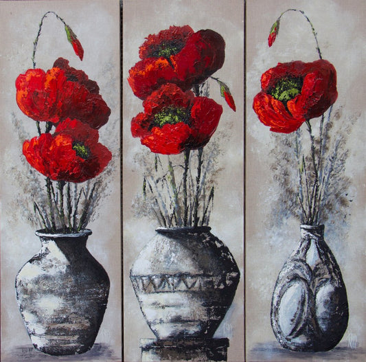 Michèle Kaus, Les Pavots Triptych, 2020, Acrylic on Canvas