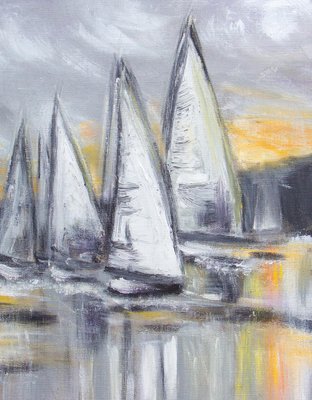 Michèle Kaus, Les voiles, 2022, Acrylic on Canvas-QNR-1236311