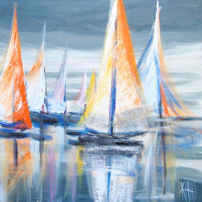 Michèle Kaus, Les voiles II, 2022, Acrylic on Canvas-QNR-1191737