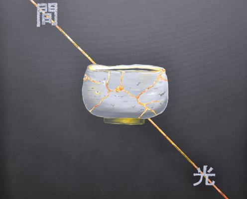 Michèle Magnien (Mileg), Kintsugi Bol Gris Diptych, 2022, Copper & Acrylic on Canvas-QNR-1408627