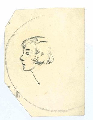 Micheline Resco, The Profile of Woman, Original Drawing, Mid 20th-Century-ZCI-1293893