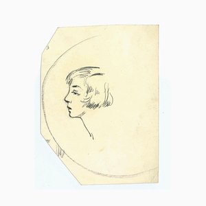 Micheline Resco, The Profile of Woman, Original Drawing, Mid 20th-Century-ZCI-1293893