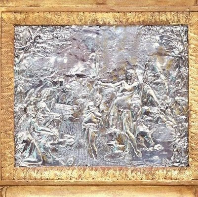 Mid-17th Century Baptism Scene Silver Bas-Relief with Gilded Frame-ZCI-751772