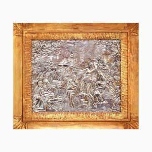 Mid-17th Century Baptism Scene Silver Bas-Relief with Gilded Frame-ZCI-751772