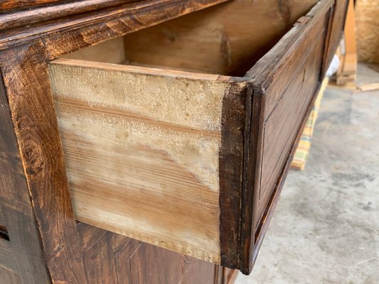 Mid 19th-Century 2-Part Step Back Walnut Pie Safe Cupboard with Glass Doors-PSK-1002604