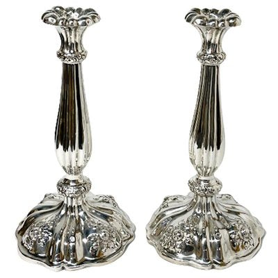 Mid-19th Century Austrian Silver Candlesticks, Set of 2-UCH-1224532