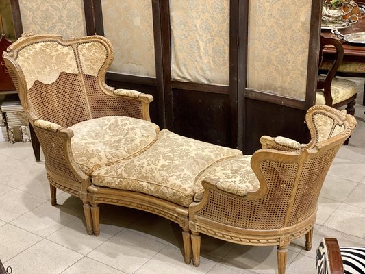 Mid-19th Century Chaise Lounge Living Room Set in Vienna Straw, France, Set of 3-PYA-982851