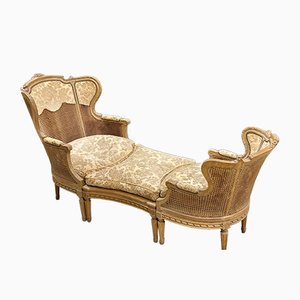 Mid-19th Century Chaise Lounge Living Room Set in Vienna Straw, France, Set of 3-PYA-982851