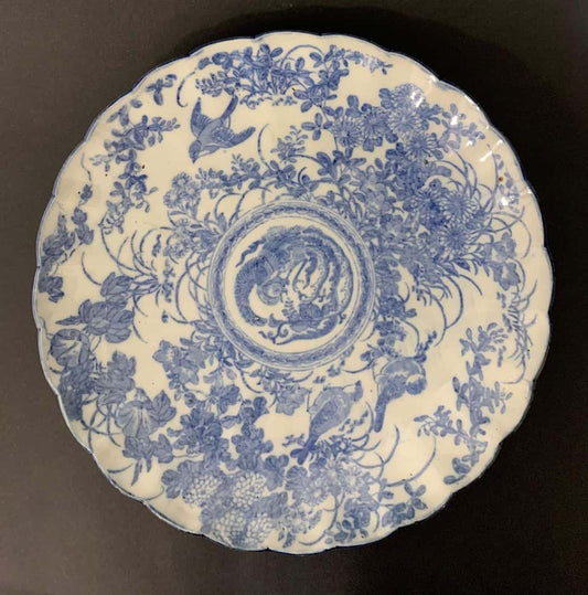 Mid 19th Century Chinese Plate Inspired by the Blue Family, 1850s