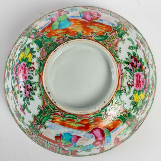 Mid 19th Century Circular Cup Porcelain Polychrome Canton Bowl