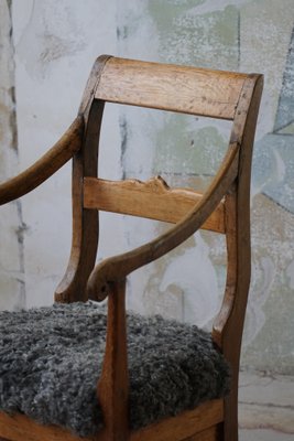 Mid 19th Century Danish Folk Art Armchair in Oak & Gotland Sheepskin, 1890s-MXF-1703078