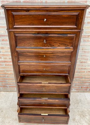 Mid-19th Century French Louis Philippe Carved Walnut Secretary Cabinet, 1890s-NOU-1438740