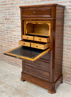 Mid-19th Century French Louis Philippe Carved Walnut Secretary Cabinet, 1890s-NOU-1438740