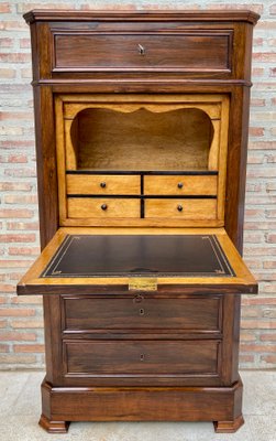 Mid-19th Century French Louis Philippe Carved Walnut Secretary Cabinet, 1890s-NOU-1438740