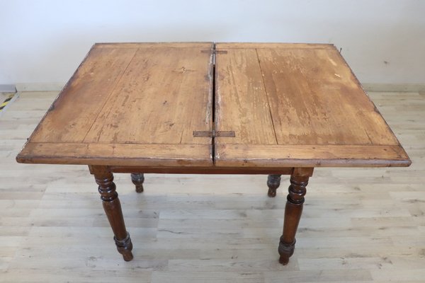 Mid 19th Century Italian Kitchen Table with Opening Top in Poplar Wood-DCO-1750163