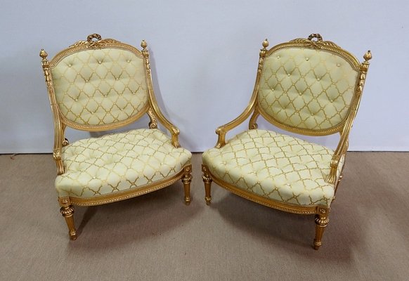 Mid 19th Century Louis XVI Queen Armchairs, Set of 2-RVK-1112624