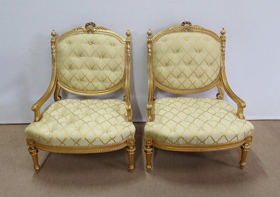 Mid 19th Century Louis XVI Queen Armchairs, Set of 2-RVK-1112624