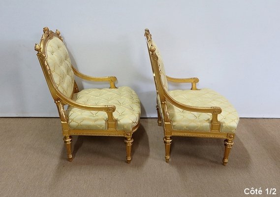 Mid 19th Century Louis XVI Queen Armchairs, Set of 2-RVK-1112624