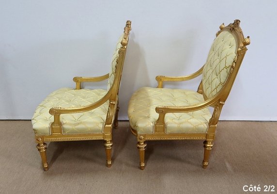 Mid 19th Century Louis XVI Queen Armchairs, Set of 2-RVK-1112624