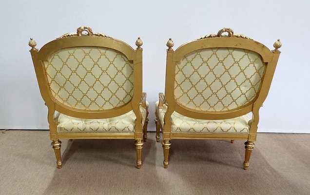 Mid 19th Century Louis XVI Queen Armchairs, Set of 2-RVK-1112624