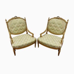 Mid 19th Century Louis XVI Queen Armchairs, Set of 2-RVK-1112624