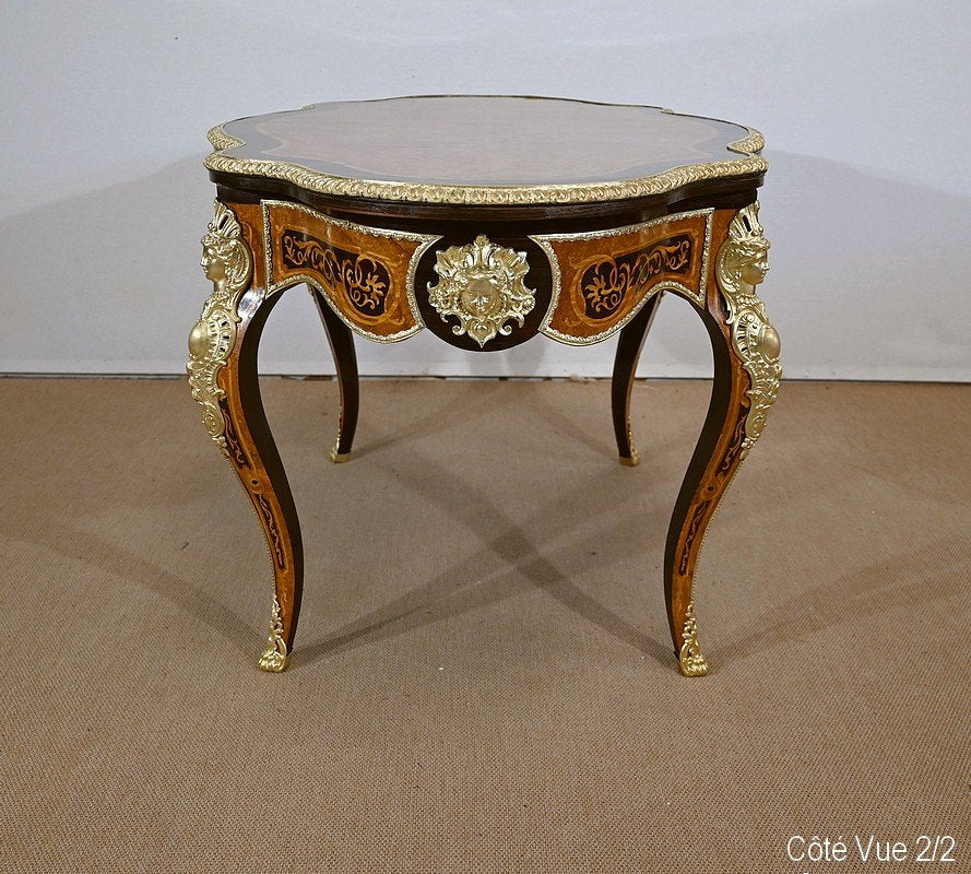 Mid 19th Century Napoleon III Violonée Table in Precious Wood