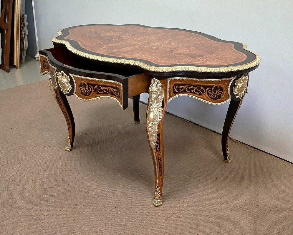 Mid 19th Century Napoleon III Violonée Table in Precious Wood