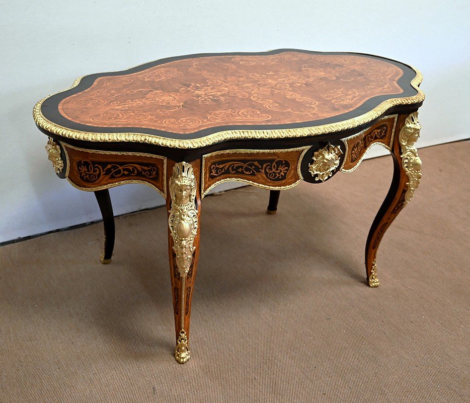 Mid 19th Century Napoleon III Violonée Table in Precious Wood