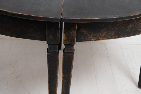 Mid 19th Century Northern Swedish Black Demi-Lune Tables, Set of 2-MJF-1225962