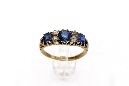 Mid-19th Century Ring with Sapphires and Diamonds, Great Britain