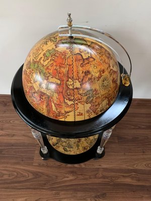 Mid-20th Century Acrylic Glass and Ebonized Globe Cocktail Cabinet-PSK-1002859