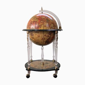 Mid-20th Century Acrylic Glass and Ebonized Globe Cocktail Cabinet-PSK-1002859