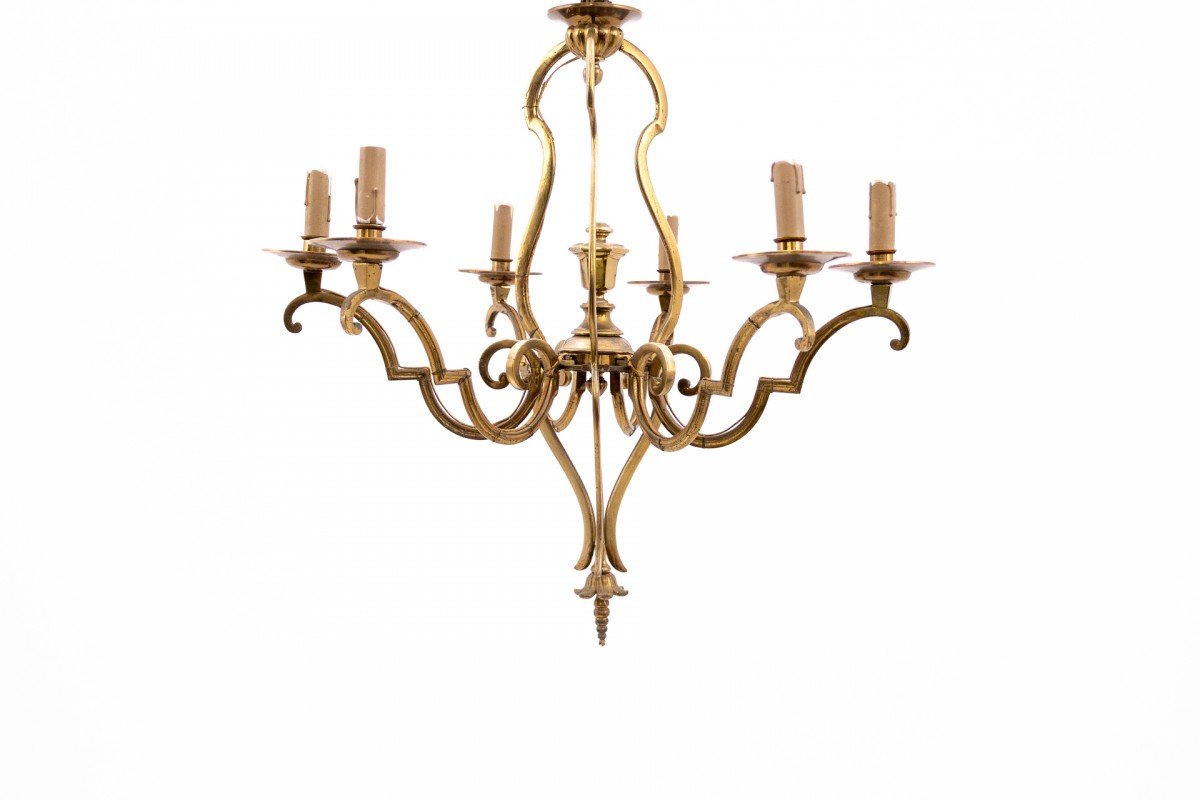 Mid-20th Century Brass Chandelier, France, 1950s