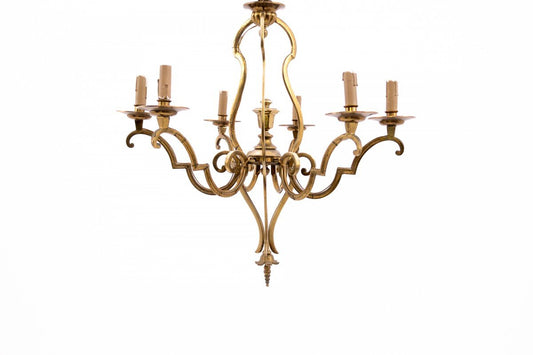 Mid-20th Century Brass Chandelier, France, 1950s