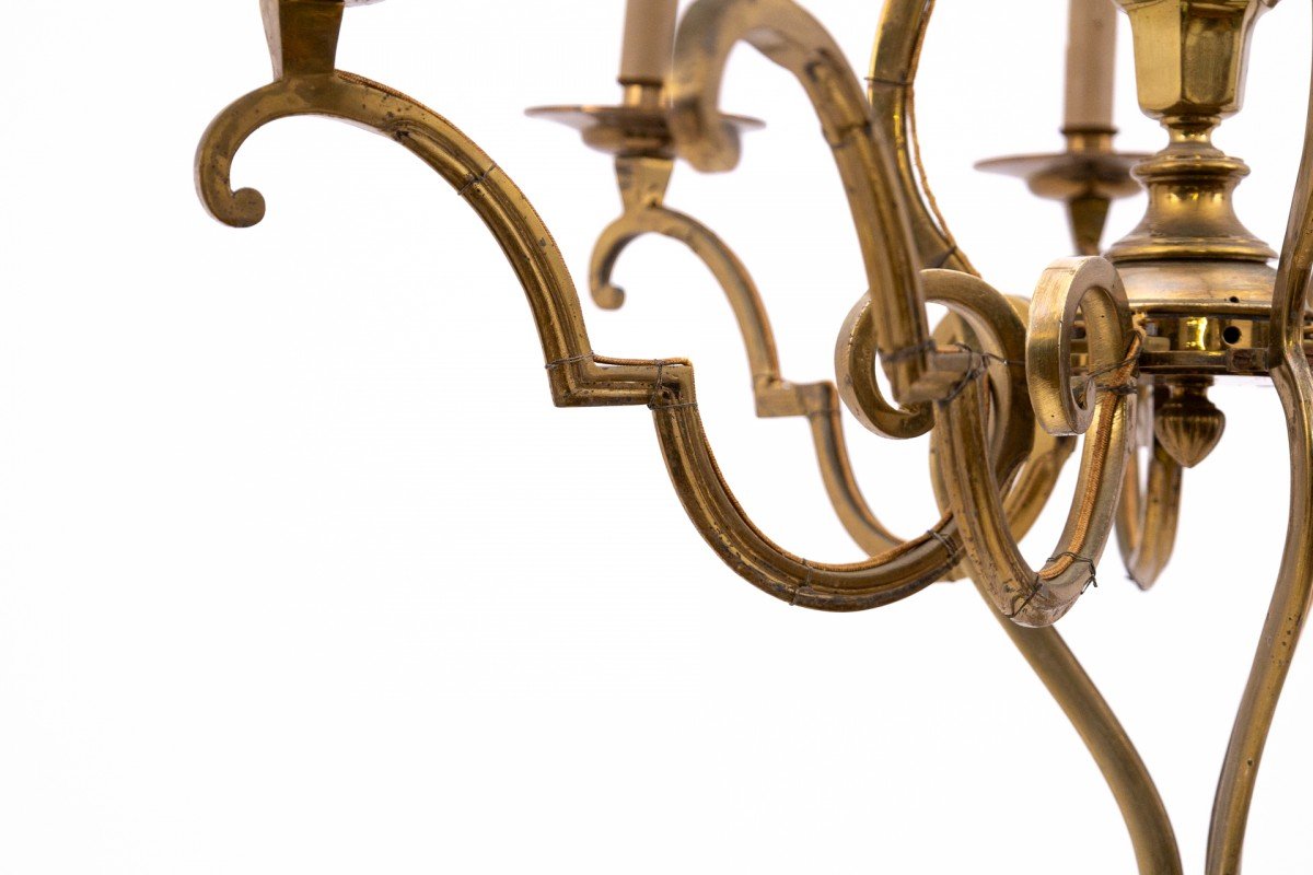 Mid-20th Century Brass Chandelier, France, 1950s