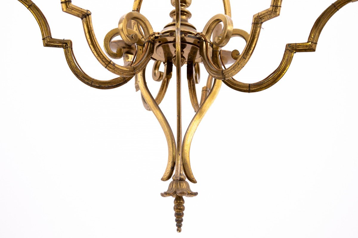 Mid-20th Century Brass Chandelier, France, 1950s