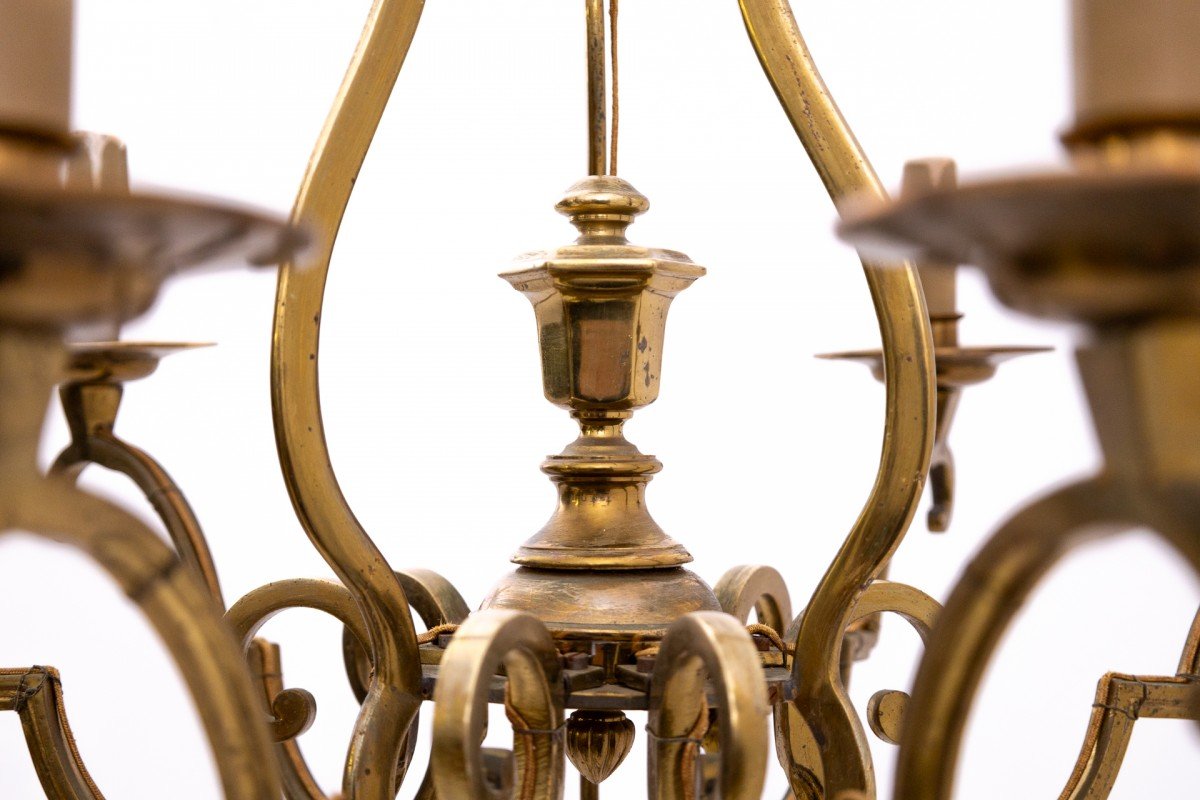 Mid-20th Century Brass Chandelier, France, 1950s