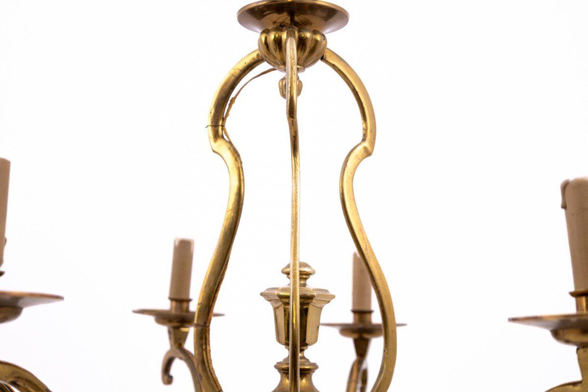 Mid-20th Century Brass Chandelier, France, 1950s