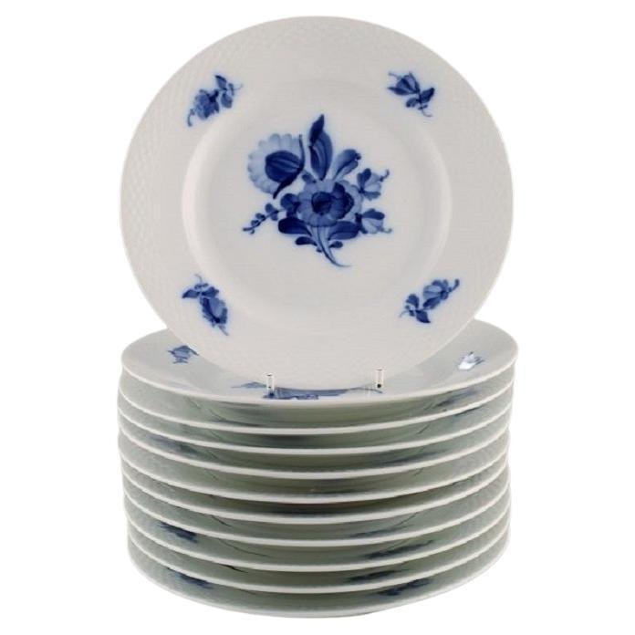 Mid-20th Century Copenhagen Blue Flower Braided Plates, Set of 11