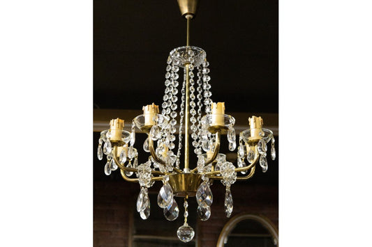 Mid-20th Century Crystal Chandelier, Western Europe, 1950s