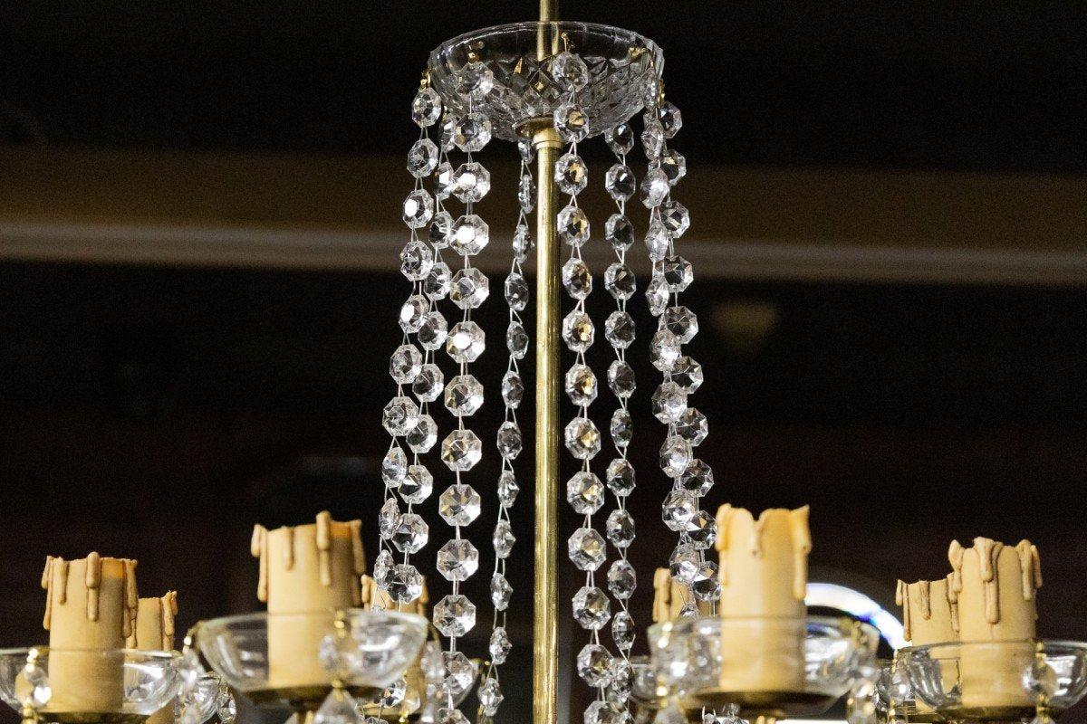 Mid-20th Century Crystal Chandelier, Western Europe, 1950s